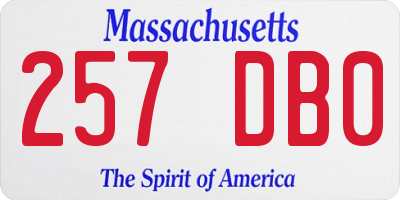 MA license plate 257DB0