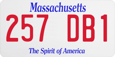 MA license plate 257DB1