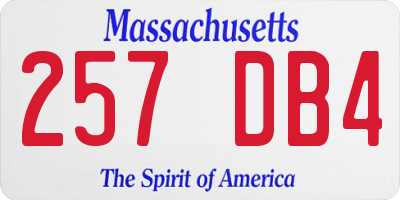 MA license plate 257DB4