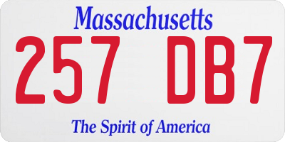 MA license plate 257DB7