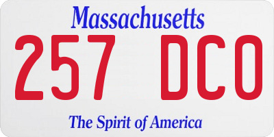 MA license plate 257DC0