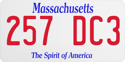 MA license plate 257DC3