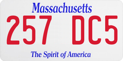 MA license plate 257DC5