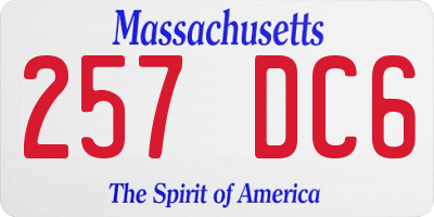 MA license plate 257DC6
