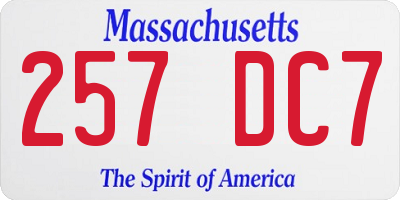 MA license plate 257DC7