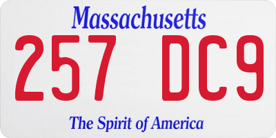 MA license plate 257DC9