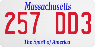 MA license plate 257DD3