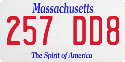 MA license plate 257DD8