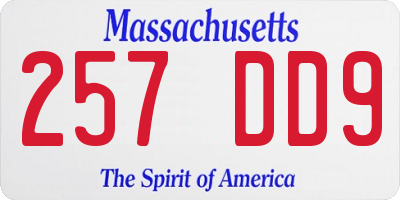 MA license plate 257DD9