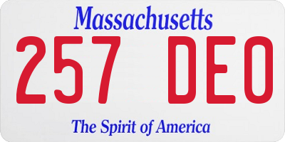 MA license plate 257DE0
