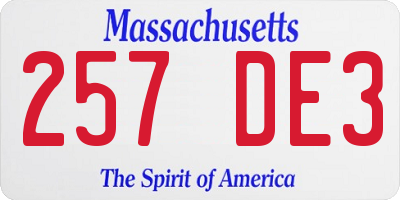 MA license plate 257DE3