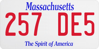 MA license plate 257DE5