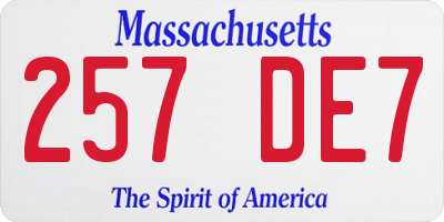 MA license plate 257DE7