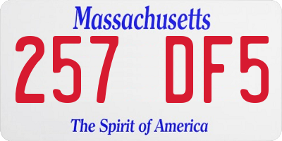 MA license plate 257DF5