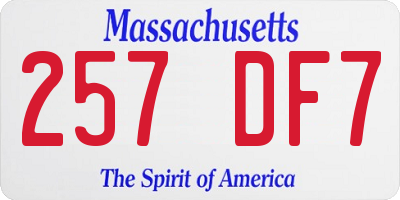 MA license plate 257DF7