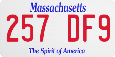 MA license plate 257DF9
