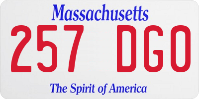 MA license plate 257DG0