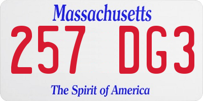 MA license plate 257DG3