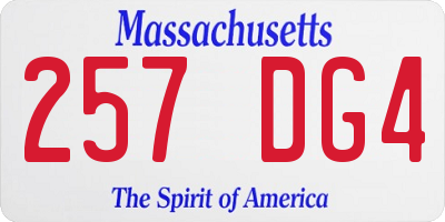 MA license plate 257DG4