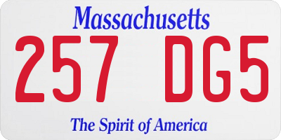 MA license plate 257DG5