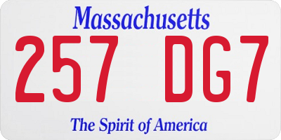 MA license plate 257DG7