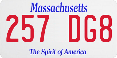 MA license plate 257DG8