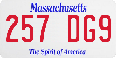 MA license plate 257DG9