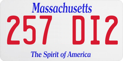 MA license plate 257DI2