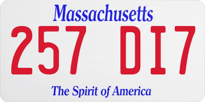 MA license plate 257DI7