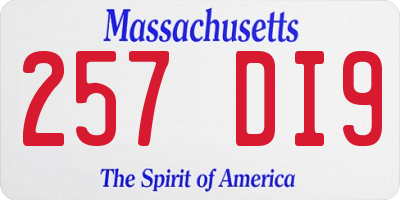 MA license plate 257DI9