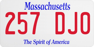 MA license plate 257DJ0