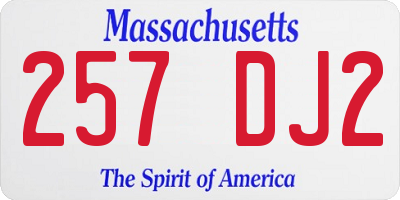 MA license plate 257DJ2