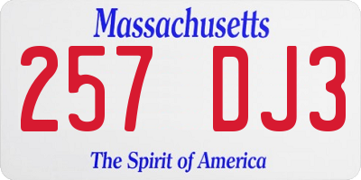 MA license plate 257DJ3