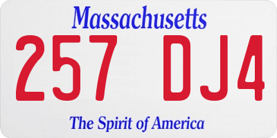 MA license plate 257DJ4