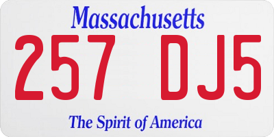 MA license plate 257DJ5