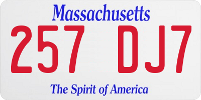 MA license plate 257DJ7