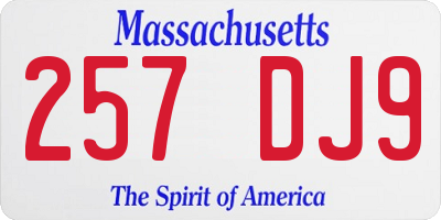 MA license plate 257DJ9