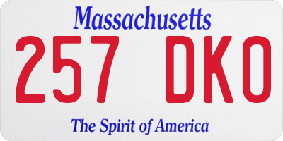MA license plate 257DK0