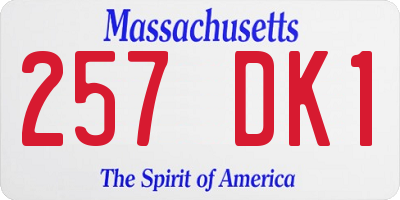 MA license plate 257DK1