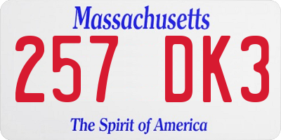 MA license plate 257DK3