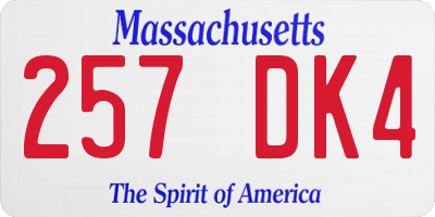 MA license plate 257DK4