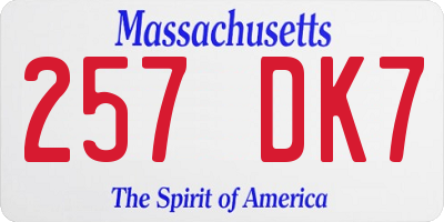 MA license plate 257DK7