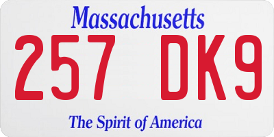 MA license plate 257DK9