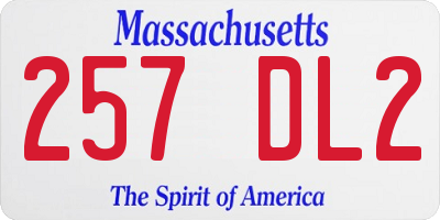 MA license plate 257DL2