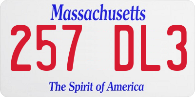 MA license plate 257DL3