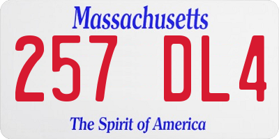 MA license plate 257DL4