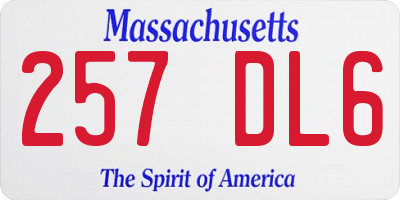MA license plate 257DL6