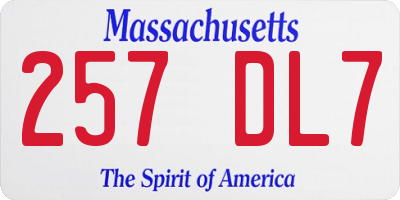 MA license plate 257DL7