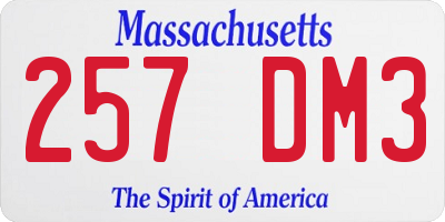 MA license plate 257DM3
