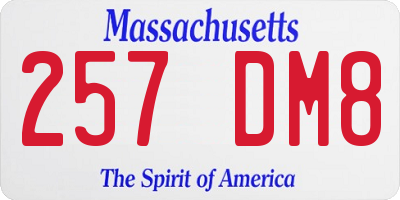 MA license plate 257DM8
